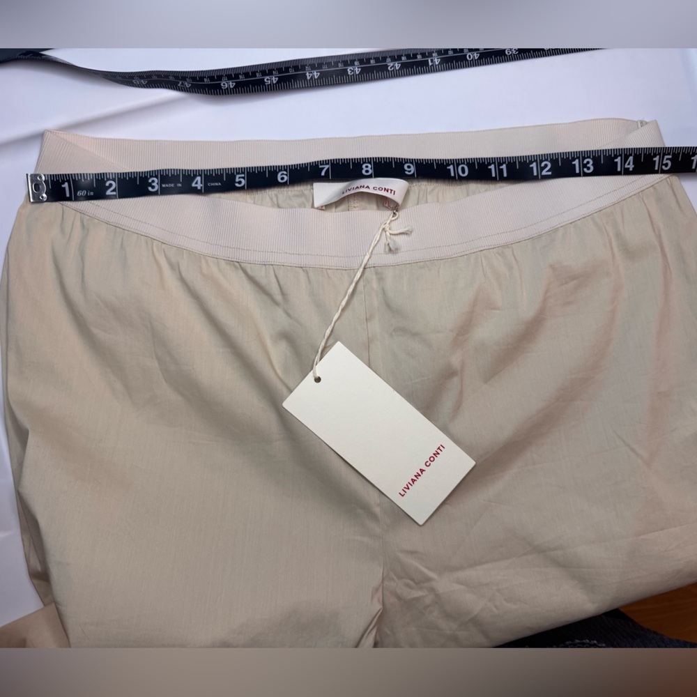 NWT Liviana Conti Elastic Waist Cropped Cotton Pant | Italy Size 48/US Size 10 - Picture 7 of 7